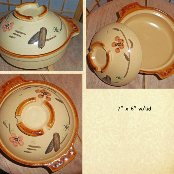 New! Covered Glazed Pottery MISO, RICE BOWL! Brown - Picture 2 of 2
